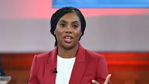 GB News/PA Media Kemi Badenoch speaking at a TV leadership event on GB News