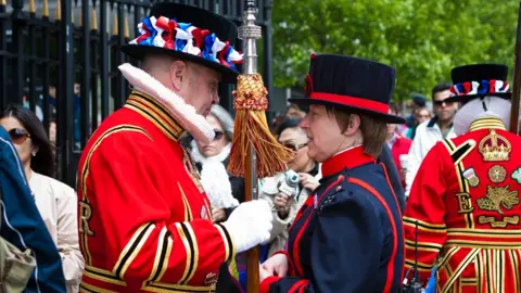 Getty Images Beefeaters at The Tower of London, Yeoman Warder in uniform.