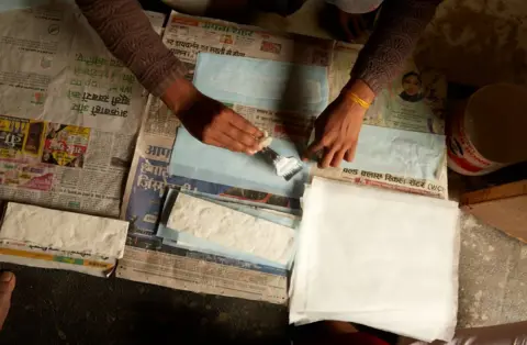 BBC Women making sanitary pads