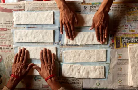 BBC Women making sanitary pads
