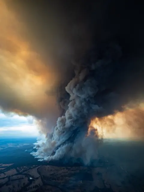 EPA Thick smoke from a fire burning at East Gippsland, Victoria.