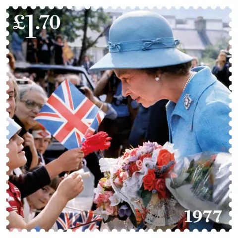 Royal Mail 1977 stamp featuring the Queen during her Silver Jubilee celebrations