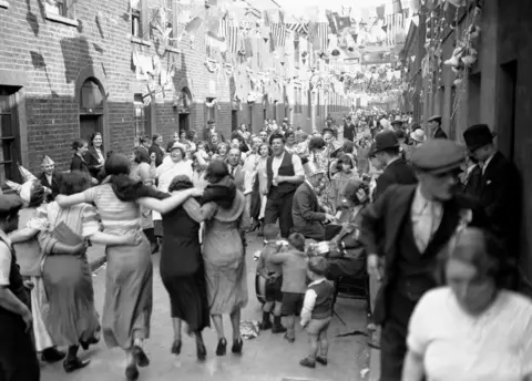 Getty Images Street Party in London's East End in celebration of King George V Silver Jubilee. 3rd May 1935