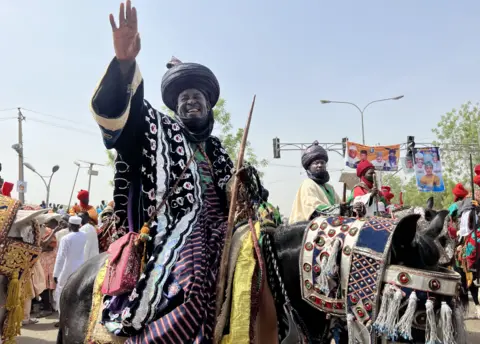 Getty Images A horseman taking part in the Eid durbar in Kano, Nigeria - Monday 2 May 2022