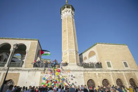 Getty Images Balloon seen by a mosque in Tunis, Tunisia - Monday 2 May 2022