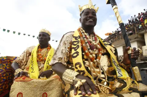 EPA The Popo Carnival's "Ebe" (most handsome man) in Bonoua, Ivory Coast - 30 April 2022