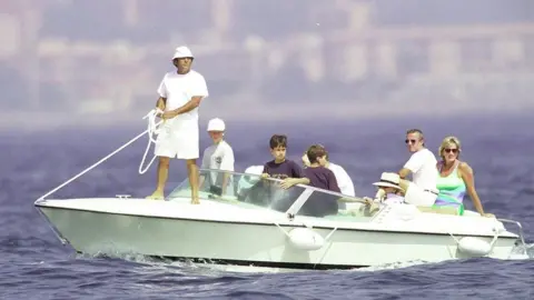 Getty Images Dodi al Fayed, Prince Harry and Diana, Princess Of Wales are seen in St Tropez in the summer of 1997