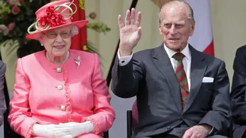 Getty Images The Queen at RAF Cosford with the Duke of Edinburgh