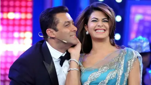 Getty Images Jacqueline Fernandez with Bollywood superstar Salman Khan