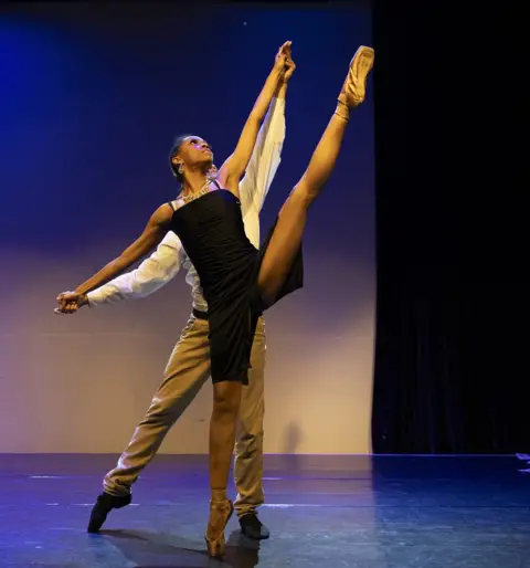 KIM LUDBROOK/EPA Ballet dancers Monike Cristina (front) and Revil Yon dance during the performance of PASOLINI 100 by choreographer Mario Gaglione at the Joburg Theater, in Johannesburg, South Africa, 17 October 2023. The ballet is dedicated to the late Italian poet and film maker Pier Paolo Pasolini (1922-1975) and represents some of the pivotal points of his life.