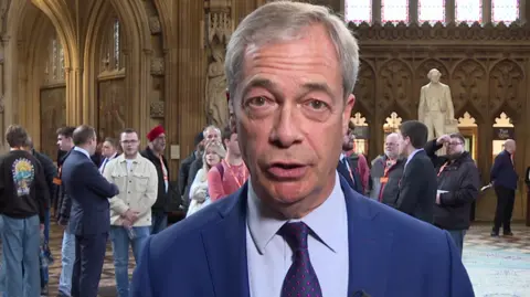 Nigel Farage speaking in the Palace of Westminster