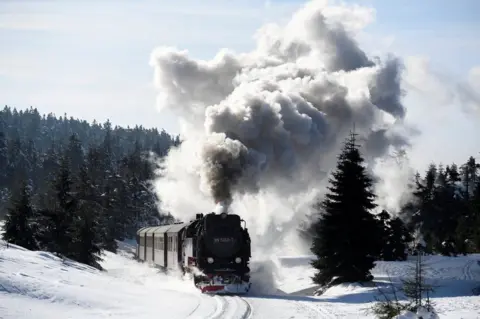Fabian Bimmer/ Reuters A steam train makes its way towards the Brocken mountain.